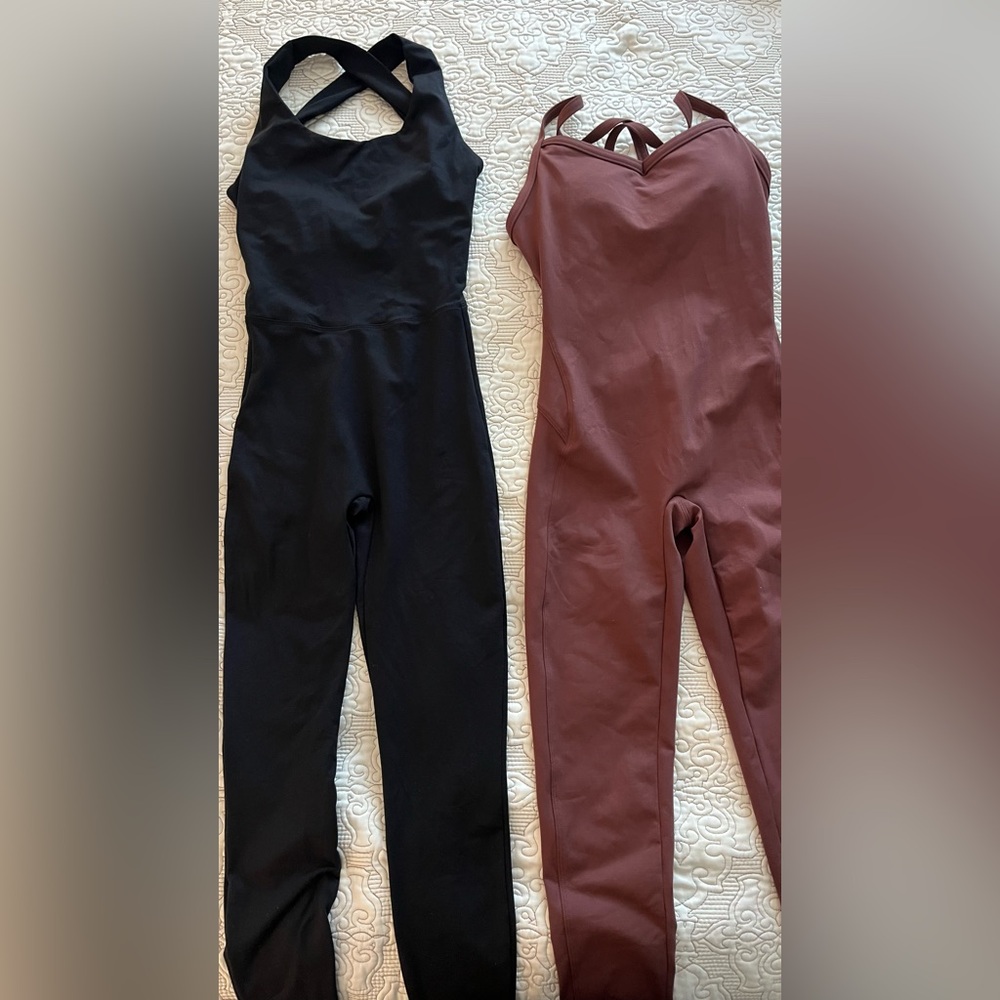 2 body suits (black and brown)